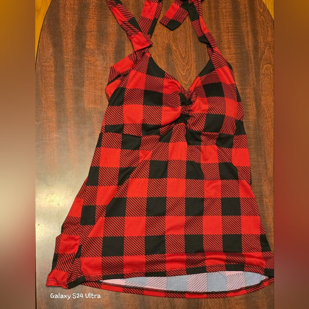💲Demi Loon Retro Plaid Halter Top NWOT Sz 2X